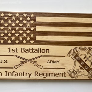 1-8 Infantry wooden engraved flag, 1st Battalion 8th Infantry