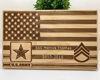 Army American Flag, Laser Engraved, Graduation Gift, Army, Duty Station Change, Military Pride, Military Gift, Army Gift, U.S. Army