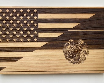 Wooden Armenian Flag | American Armenian Flag Wall Art | Rustic Dual Nation Wood Sign | Friendship Gift | Expat Home Decor | Citizenship