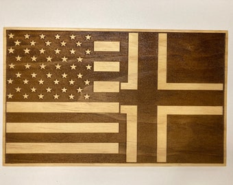 USA Norwegian Flag | American Norwegian Flag Wall Art | Rustic Dual Nation Wood Sign | Friendship Gift | Expat Home Decor | Citizenship