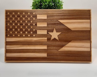 Wooden USA CubanFlag | American CubanFlag Wall Art | Rustic Dual Nation Wood Sign | Friendship Gift | Expat Home Decor | Citizenship