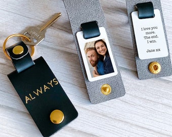 Boyfriend Photo Keychains with Your Text Always Personalised Valentines Day Gift For Him Husband Anniversary Keyring Key Chain Birthday