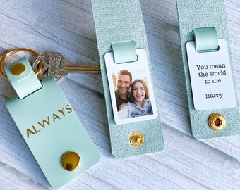 Girlfriend Photo Keychains with Your Text Always Personalised Valentines Day Gift For Her Wife Anniversary Keyring Key Chain Birthday