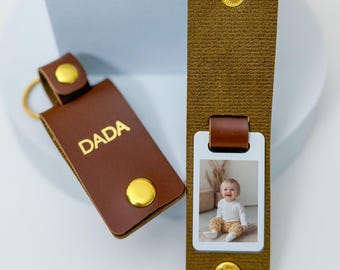 Personalised Photo Keyring Gift for Dada – PU Leather Keychain for Birthday Father’s Day