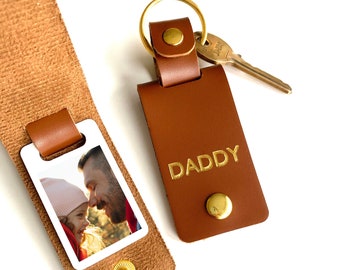 Personalised Daddy Photo Keyring / Vegan Leather Photo Keychain / Father's Day gift for him / Birthday Christmas gift for dad father / NKWCM