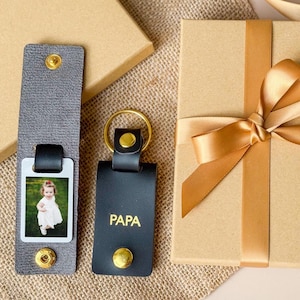 Porte-clés photo avec boîte-cadeau Cadeau pour papa Cadeau pour la fête des pères pour lui Porte-clés Anniversaire de papa, cadeau de Noël en premier