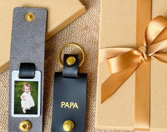 Photo Keyring with GIFT BOX Gift for Papa Father's Day gift for Him Keychain Papa's Birthday Christmas Present First