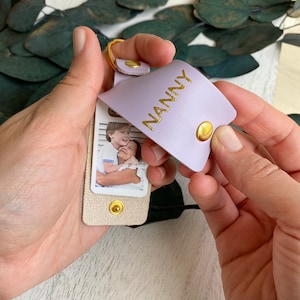 Personalised Nanny Photo Keyring / Vegan Leather Photo Keychain / Mother's Day gift for her / Birthday Christmas gift for grandma / NKWCM image 2