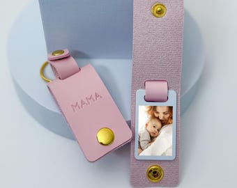 Personalised Mama PU Leather Photo Keyring – Gift for Mum’s Birthday, Christmas or Mother’s Day