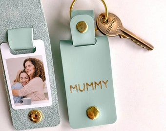 Personalisierter Mumien-Schlüsselanhänger mit Foto / Veganes Leder Foto Schlüsselanhänger / Muttertagsgeschenk für Sie / Geburtstag Weihnachtsgeschenk für Mama Mama / NKWCM