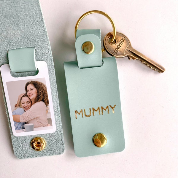 Personalised Mummy Photo Keyring / Vegan Leather Photo Keychain / Mother's Day gift for her / Birthday Christmas gift for mum mummy / NKWCM