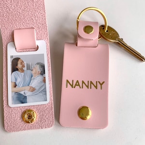 Personalised Nanny Photo Keyring / Vegan Leather Photo Keychain / Mother's Day gift for her / Birthday Christmas gift for grandma / NKWCM