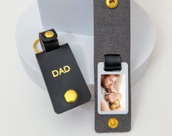 Personalisiertes Foto Schlüsselanhänger Geschenk für Papa - PU-Leder Schlüsselanhänger - Weihnachten Geburtstag Vatertag