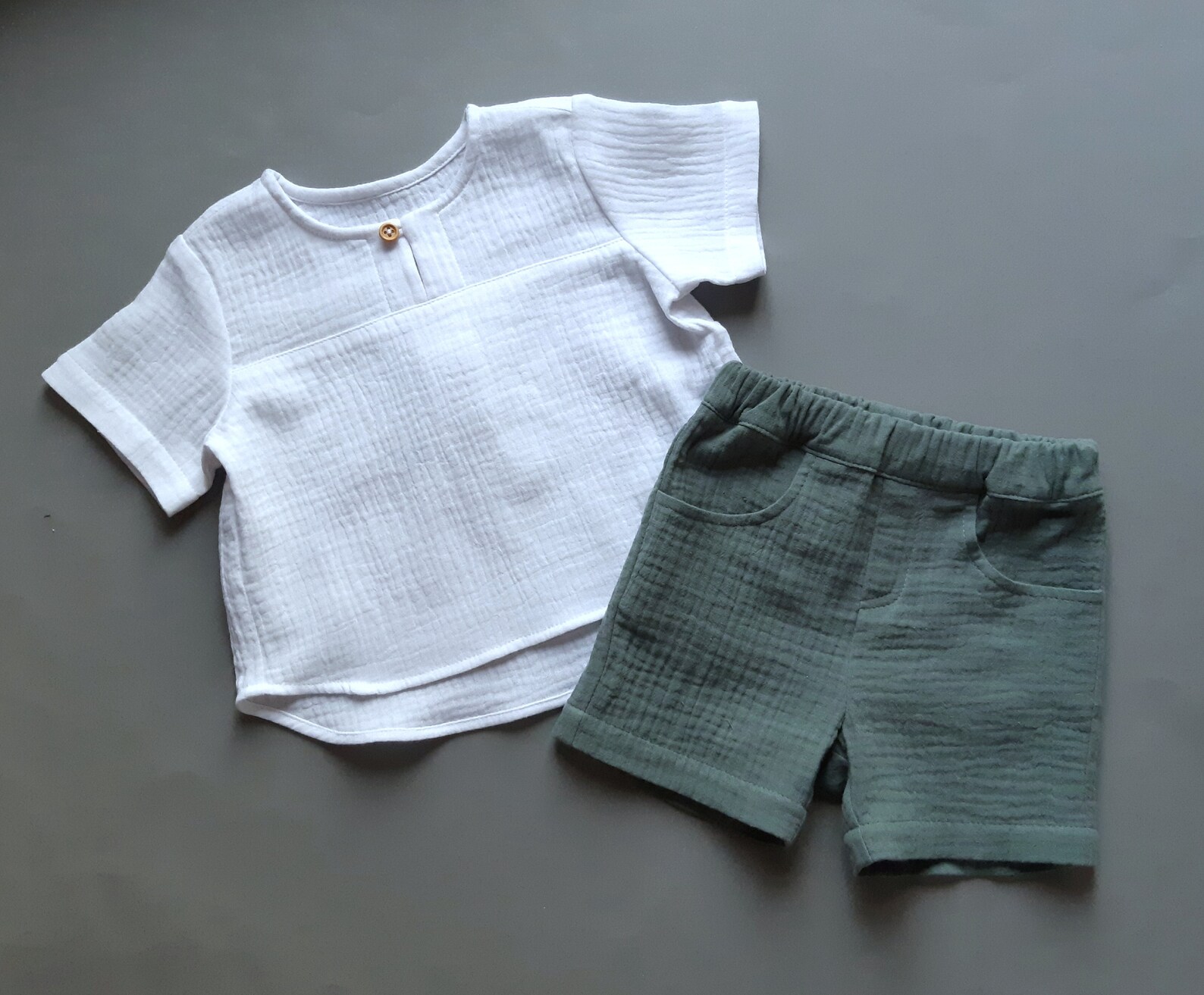 Baby boy outfit Baby muslin shirt and shorts Children's Etsy