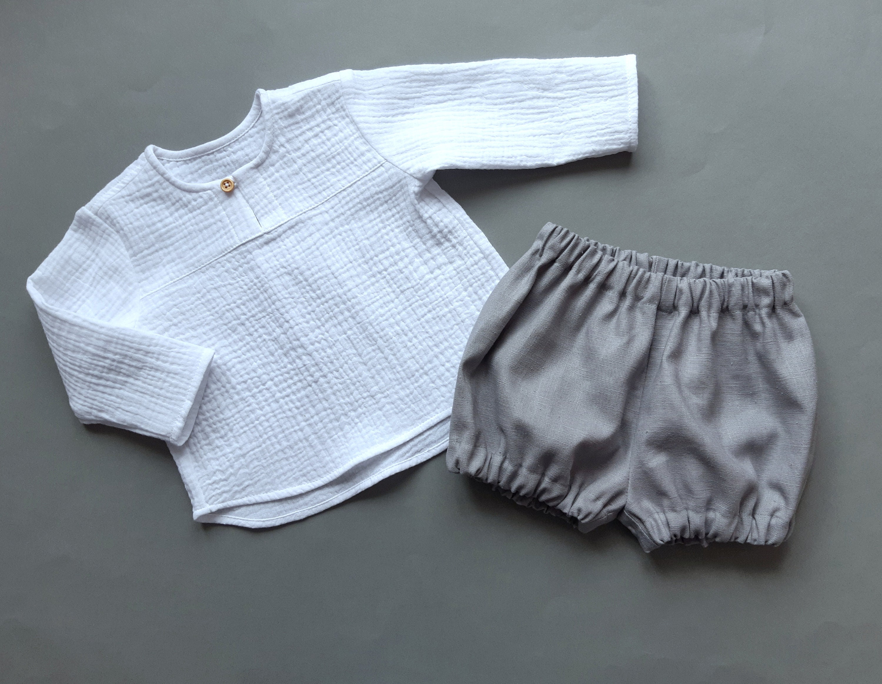 Baby boy outfit Baby muslin shirt and linen bloomers Etsy