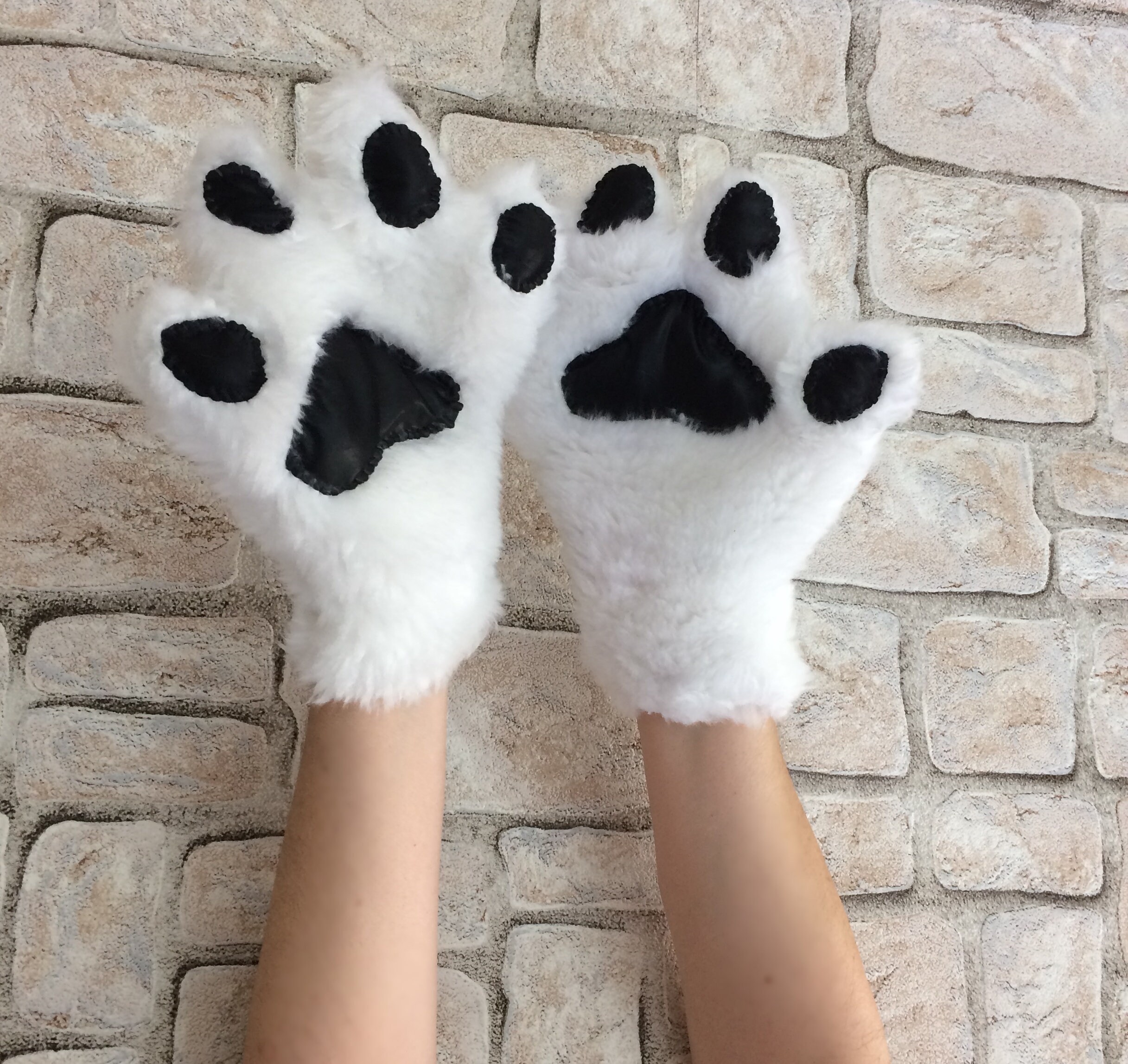 White Fur Paw Gloves White Fursuit Paws Christmas Events Paw Etsy