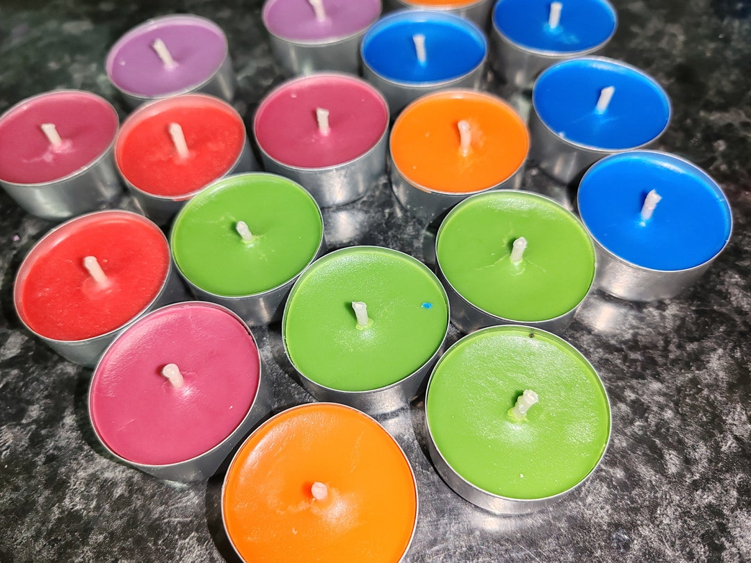 Coloured Tealight Candle Sets Rainbow, Colourful, Unscented, Vegan