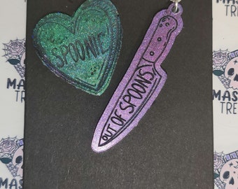 Spoonie Keyring & Pin Badge Set - chronic pain, chronic illnes,invisible illness, spoon theory