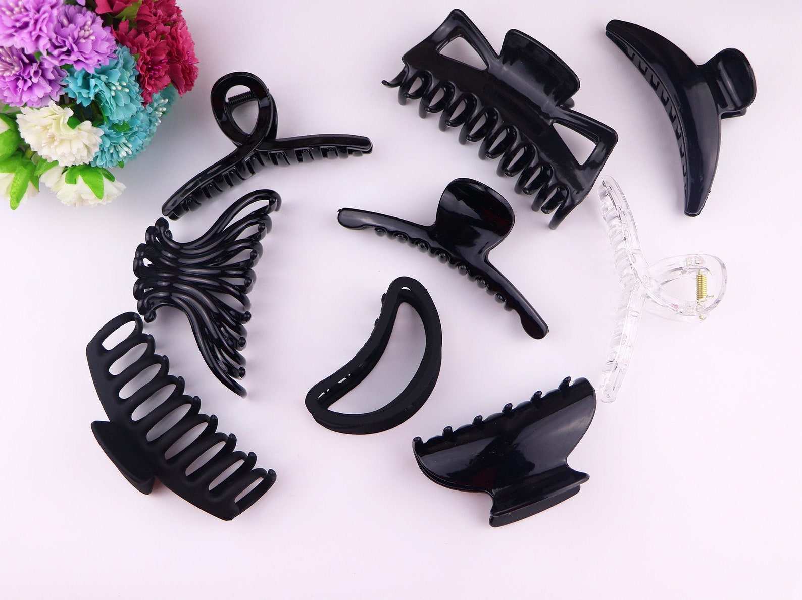 Extra Large/Large Clear Black Acrylic Hair Claw Clip SetShark Etsy