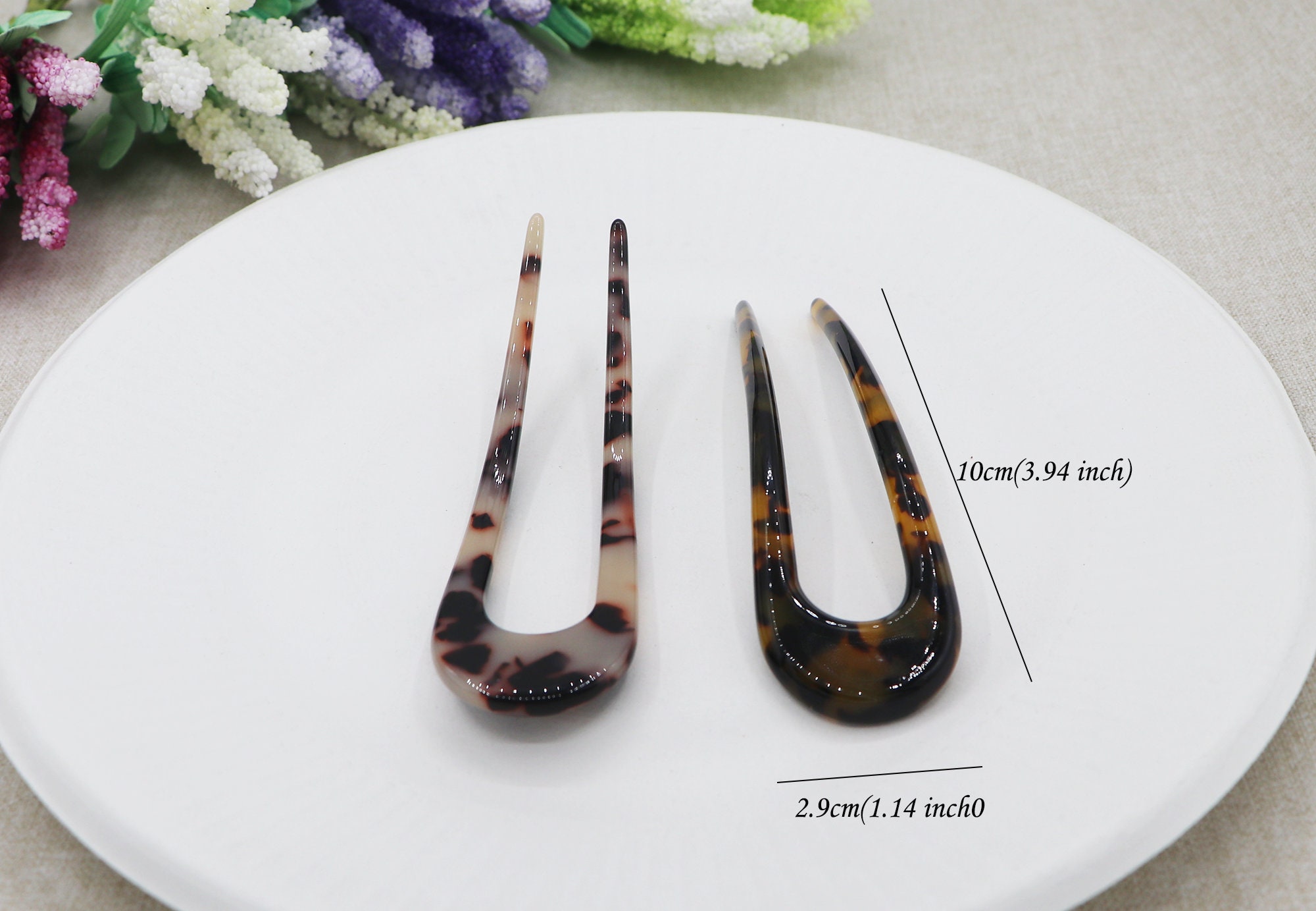 Vintage French Hair Fork Comb In Tortoise ShellCellulose Etsy