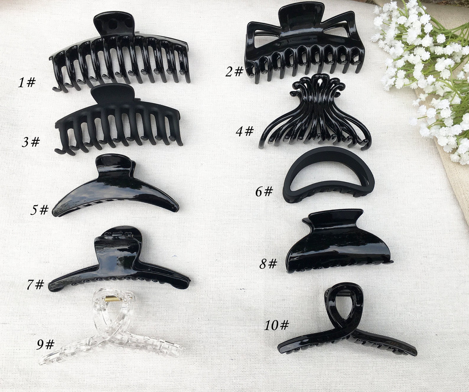 Extra Large/Large Clear Black Acrylic Hair Claw Clip SetShark Etsy