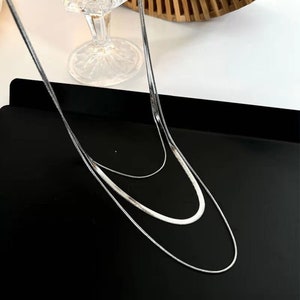 Collana Donna Argento 3 In 1: Girocollo A Spina Di Pesce + Serpente + Catena Cubana – Set A Strati Da Regalo