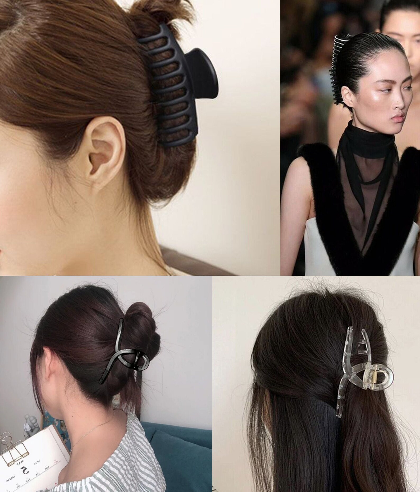 Extra Large/Large Clear Black Acrylic Hair Claw Clip SetShark Etsy