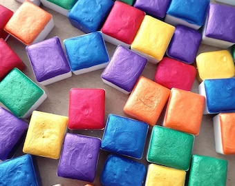 DISCONTINUED Handmade Watercolor Sets ‐ Rainbow Mica ‐ Colorshift Interference - Basic Colors