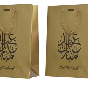 Eid Mubarak Gift Bags - Gold -2pack Gift Bags