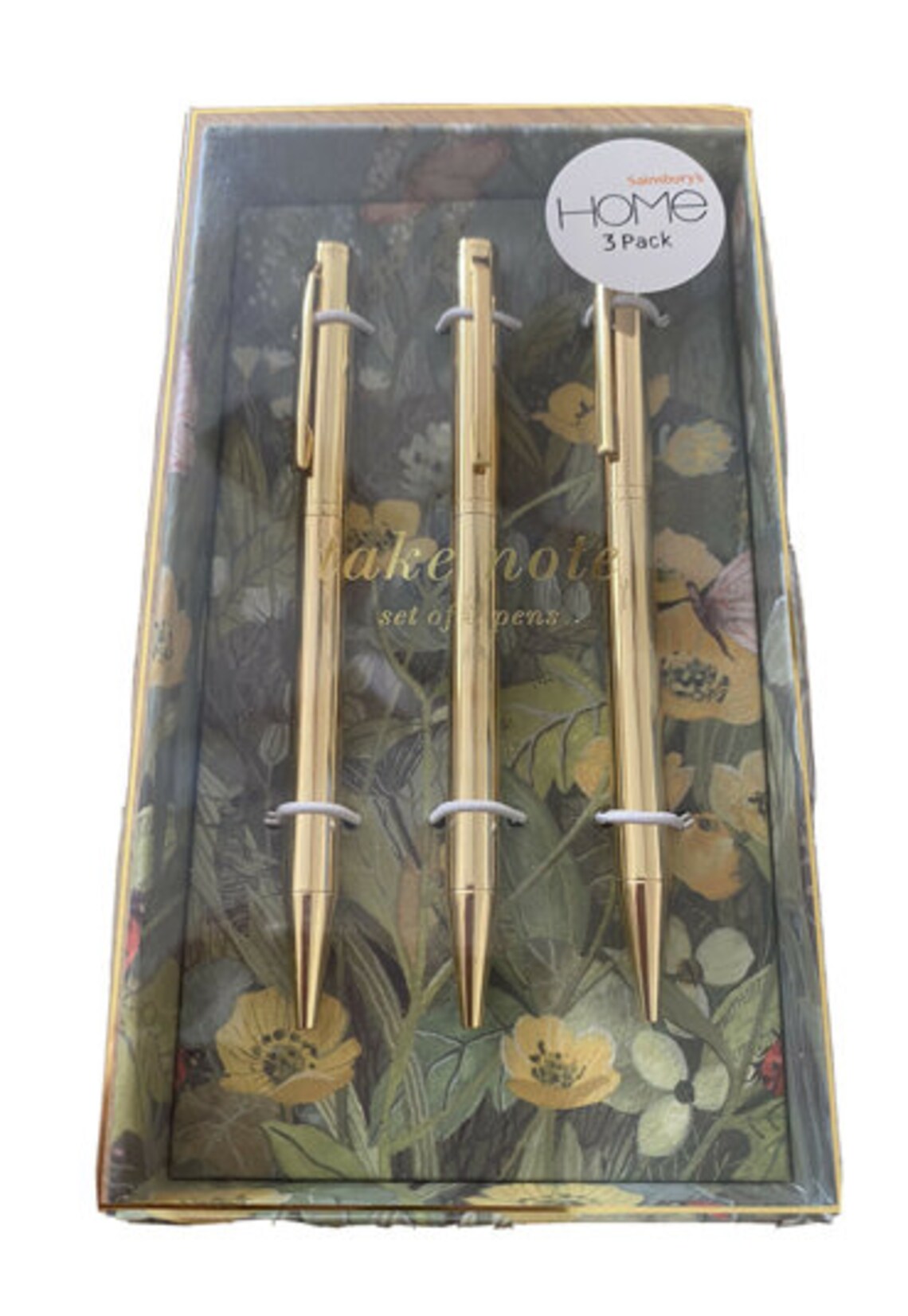 Sainsbury's Set of 3 Estuary Gold Pens Etsy