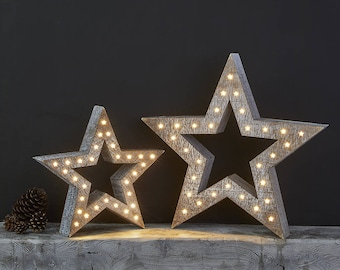 Natural Wooden LED Star Light Two Sizes - For Christmas, Home Decor Best Gifts