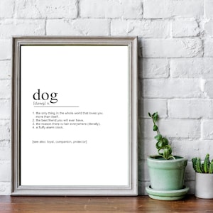 Dog Definition Print, digital, download, decoration, dog mum, home, dog prints, funny