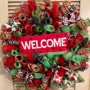 Watermelon Welcome Deco Mesh Wreath