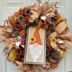 Herfst Gnome Deco Mesh Krans