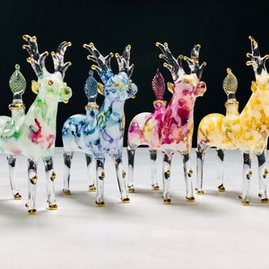 Egyptian hand blown glass Reindeer perfume bottles decorative by gold 14k Egyptian glass genie bottles