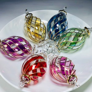 Egyptian hand blown glass Christmas ornament decorative by 14k gold(this price for only one single ornament)