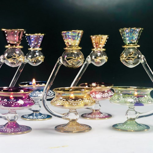 Egyptian Hand Blown Glass Oil Burner Decorative by 14k Gold Etsy