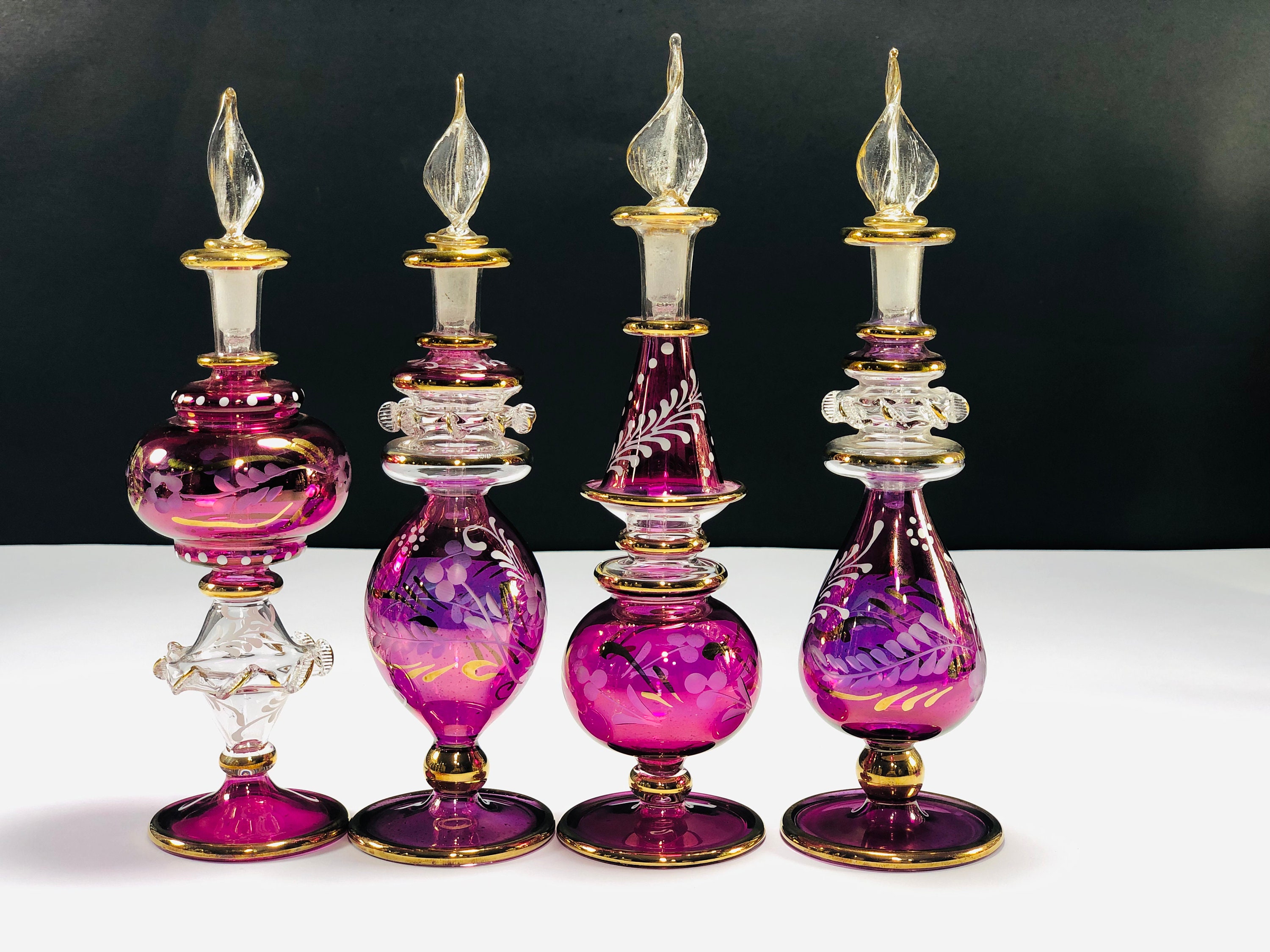 Egyptian Hand Blown Glass Large Perfume Bottle Decorative by