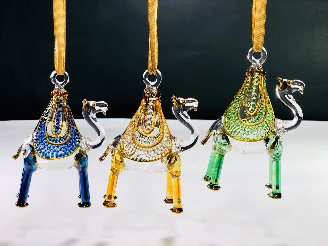 Egyptian Hand Blown Glass Christmas Ornaments Camel Glass Etsy