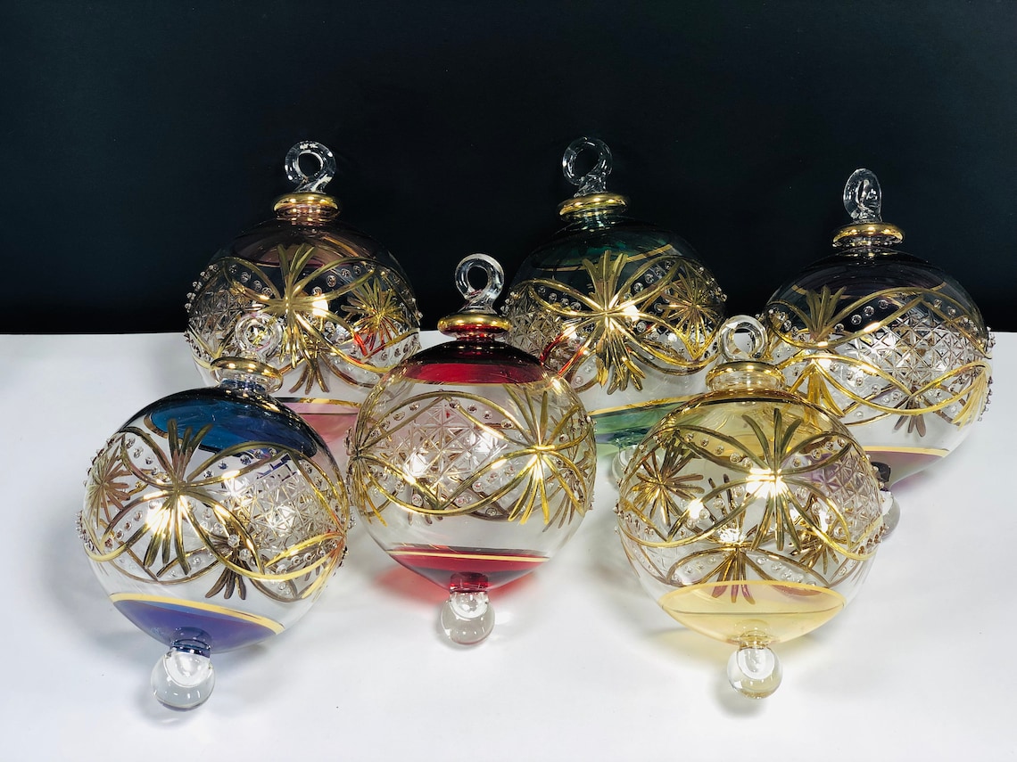 Egyptian hand blown glass Christmas ornaments decorative by Etsy