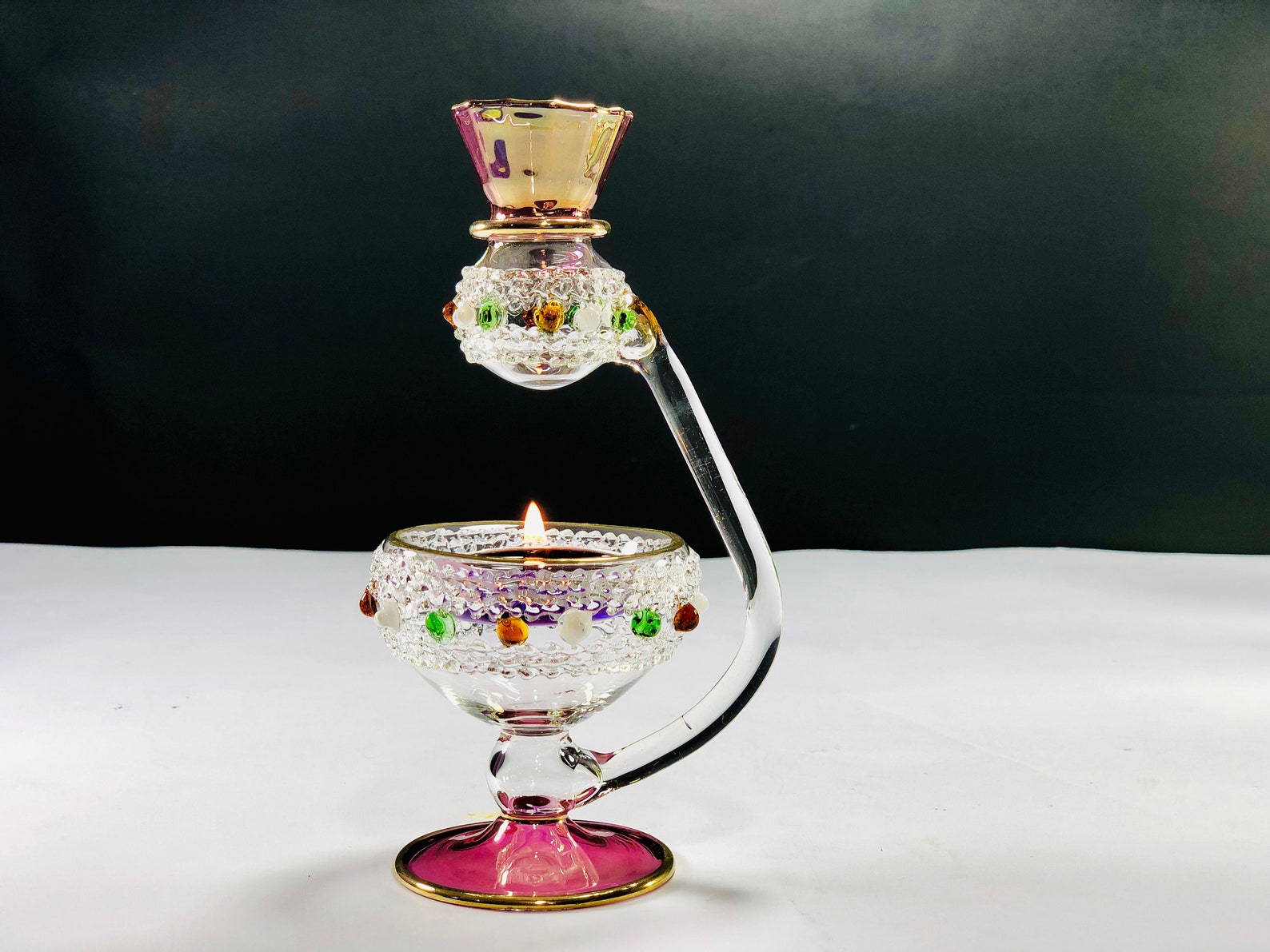 Egyptian hand blown glass oil burner decorative by 14k gold Etsy
