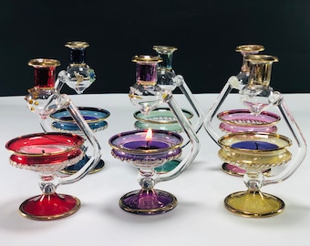 Brûleur à mazout égyptien en verre soufflé à la main décoratif en or 14 carats (ce prix pour un seul brûleur à mazout)