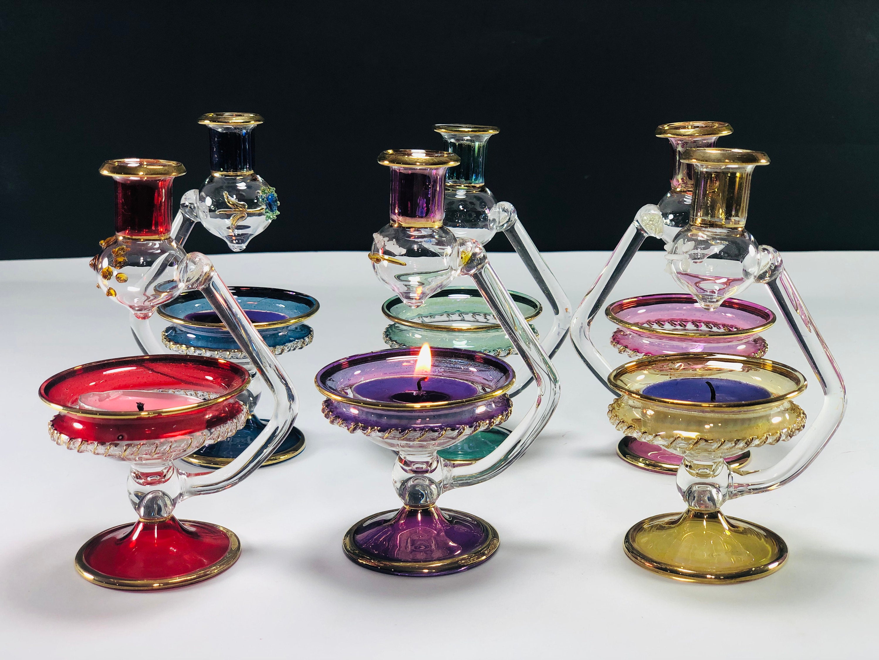 Egyptian Hand Blown Glass Oil Burner Decorative by 14k Gold Etsy UK