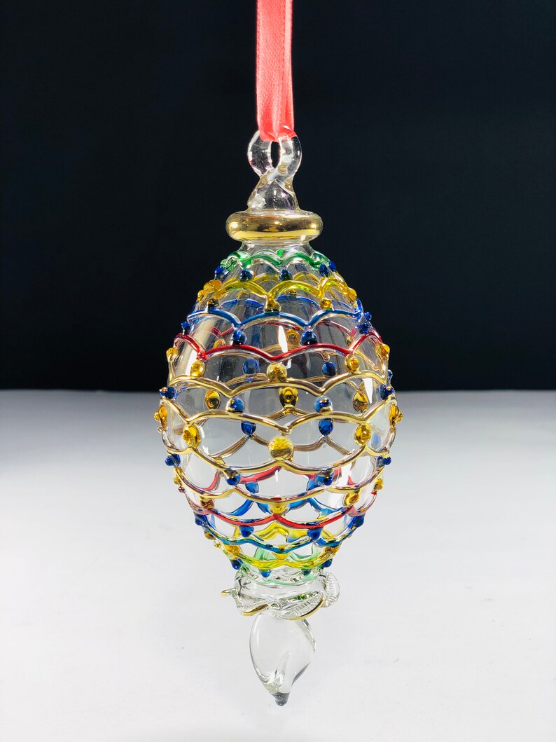 Egyptian Hand Blown Glass Ornaments Decorative by 14 Kart Gold Etsy