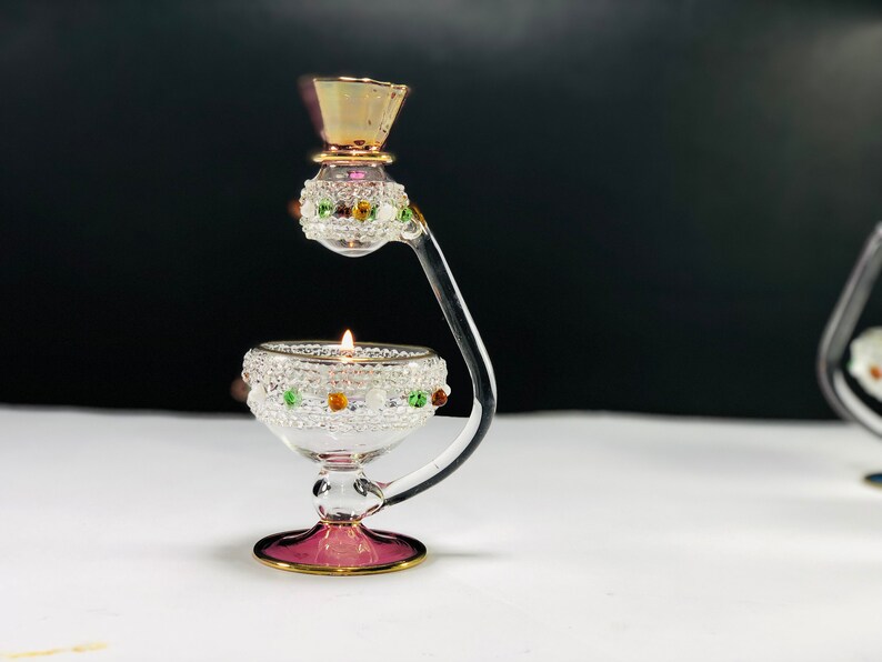 Egyptian hand blown glass oil burner decorative by 14k gold Etsy