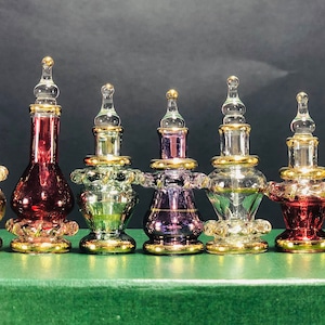 Set of ten Egyptian hand blown glass miniature bottle 1.5 inches decorative by gold 14k gold potion bottles genie bottles essential bottle