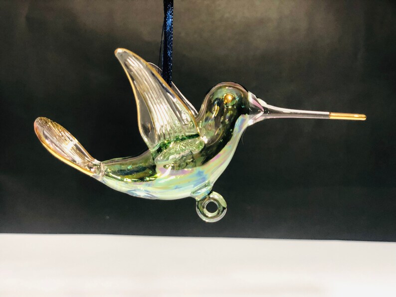 Egyptian hand blown glass hummingbird ornament decorative by Etsy