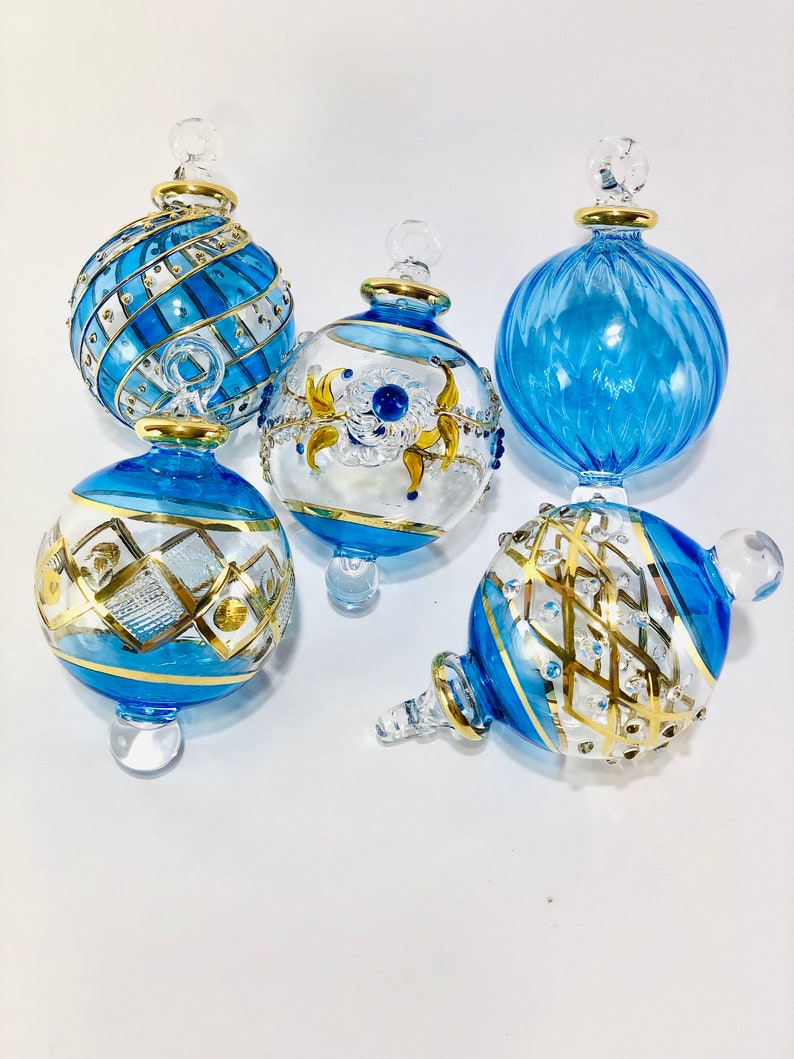 Set of 5 Egyptian Hand Blown Glass Ornaments Decorative by Etsy