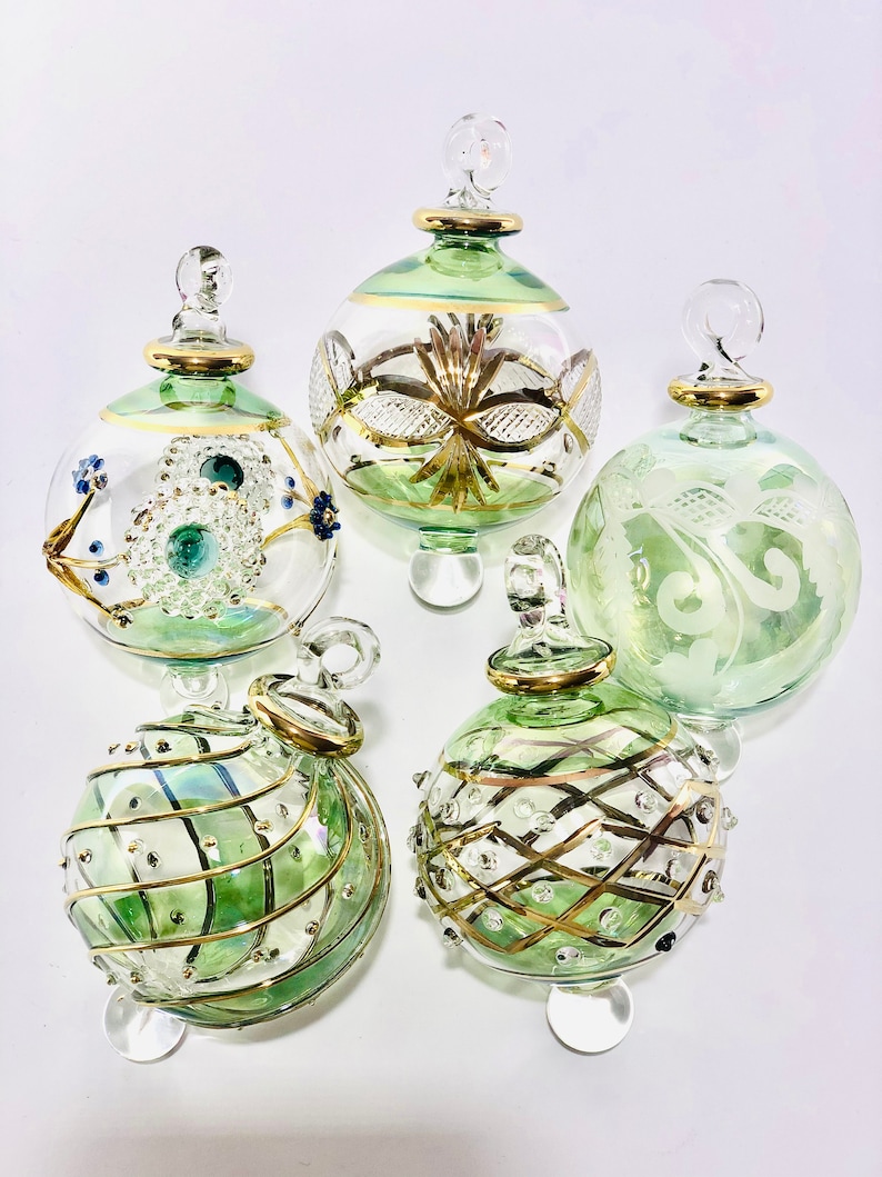 Set of 5 Egyptian Hand Blown Glass Ornaments Decorative by Etsy