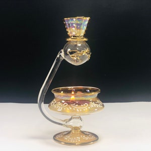 Egyptian Hand Blown Glass Oil Burner Decorative by 14k Gold Essential ...